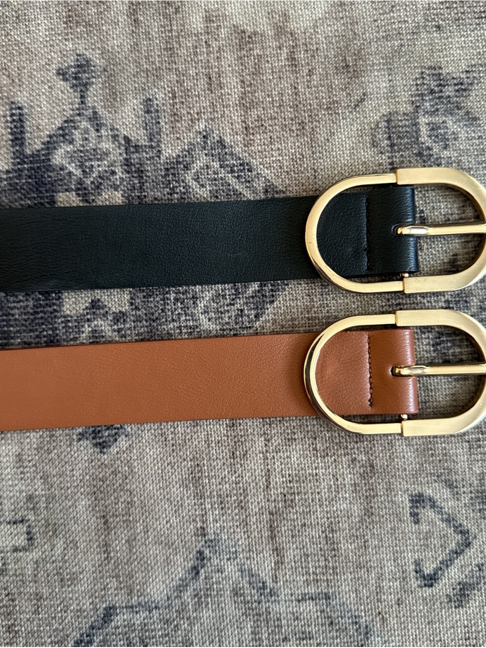 Amazon Women's Black and Brown Faux Leather Belts with Gold Buckles (2-Pack)